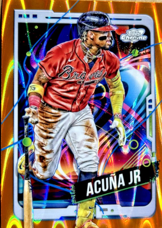 Ronald Acuna Jr. 2024 Topps Chrome Cosmic #96 Orange Galactic Refractor /25 PSA 8