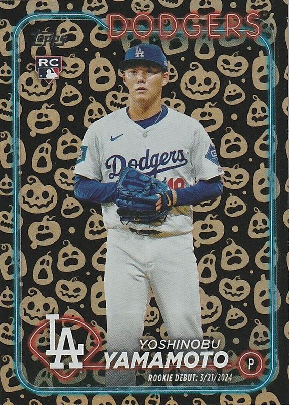 Yoshinobu Yamamoto 2024 Topps Update #US149 Rookie Debut - Jack O' Lantern Foil RAW