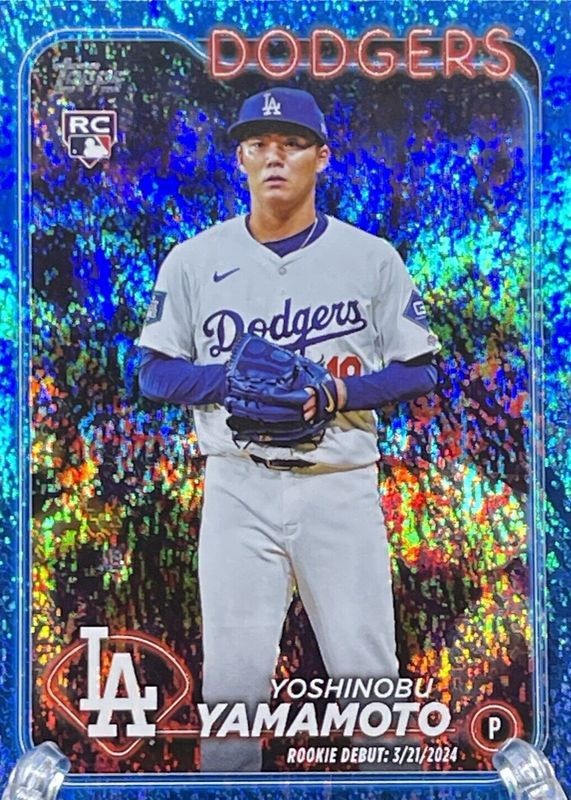 Yoshinobu Yamamoto 2024 Topps Update #US149 Rookie Debut - Blue Holo Foilboard /999 PSA 10