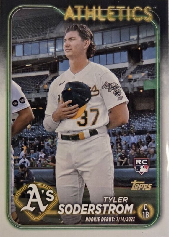 Tyler Soderstrom 2024 Topps Update #US116 Rookie Debut - Golden Mirror Image Variation /(SSP) PSA 10