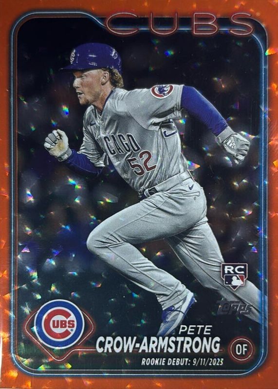 Pete Crow-Armstrong 2024 Topps Update #US91 Rookie Debut - Orange Crackle Foilboard /299 Rookie BGS 9.5