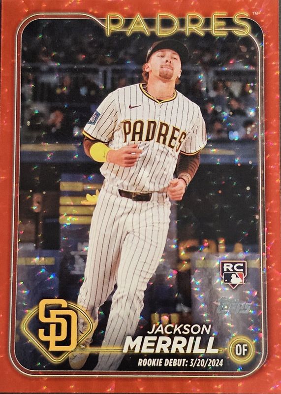 Jackson Merrill 2024 Topps Update #US169 Rookie Debut - Red Crackle Foilboard /199 RAW