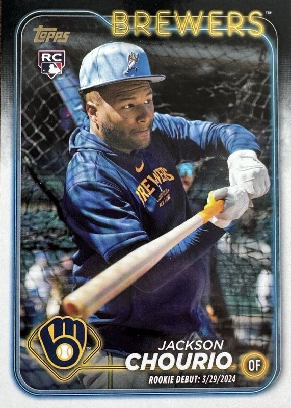 Jackson Chourio 2024 Topps Update #US155 Rookie Debut - Golden Mirror Image Variation /(SSP) RAW