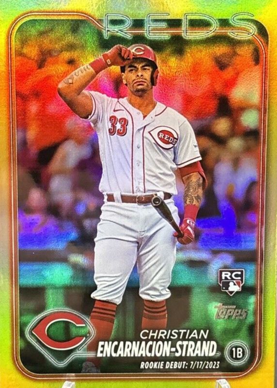 Christian Encarnacion-Strand 2024 Topps Update #US201 Rookie Debut - Gold Rainbow Foil PSA 10