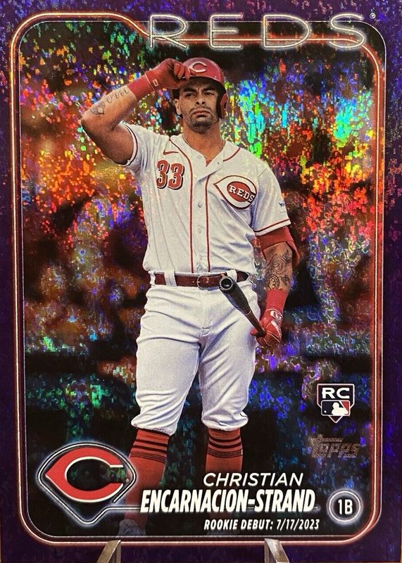 Christian Encarnacion-Strand 2024 Topps Update #US201 Rookie Debut - Purple Holo Foilboard /799 PSA 10