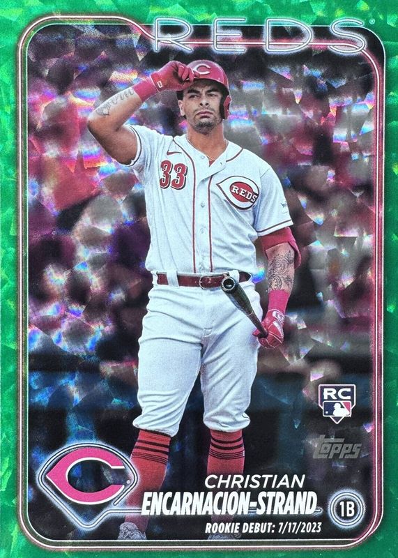 Christian Encarnacion-Strand 2024 Topps Update #US201 Rookie Debut - Green Crackle Foilboard /499 PSA 10