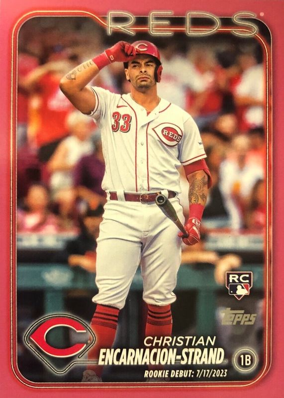 Christian Encarnacion-Strand 2024 Topps Update #US201 Rookie Debut - Mother's Day Hot Pink /50 BGS 9.5