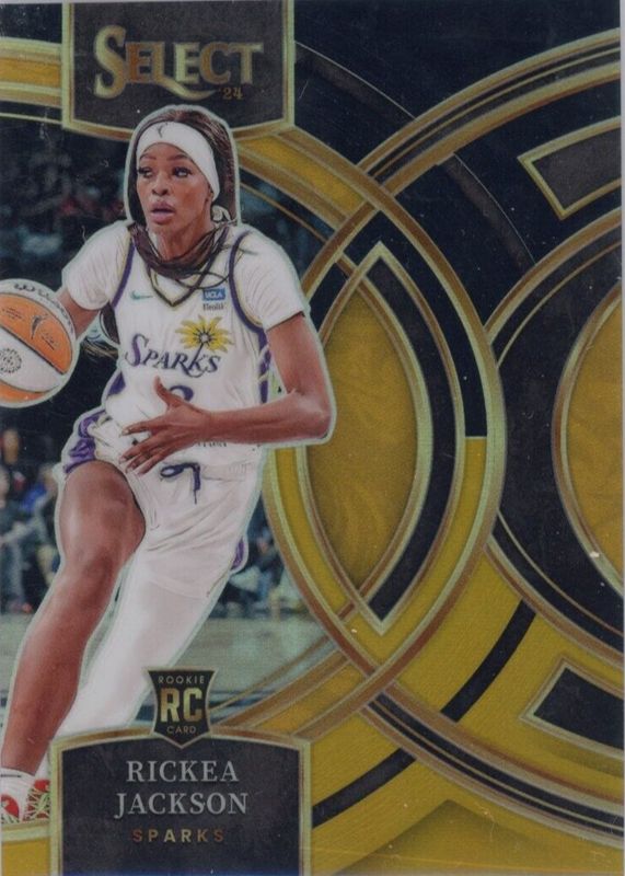 Rickea Jackson 2024 Select WNBA #127 Premier Level Black Gold /5 Rookie RAW