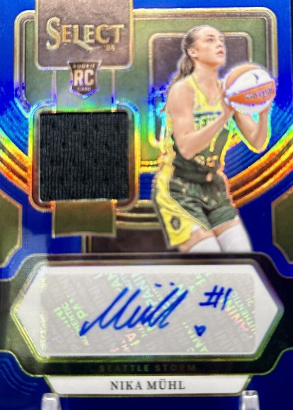 Nika Muhl 2024 Select WNBA #AM-NM Autographed Memorabilia - Blue /49 Rookie PSA 8