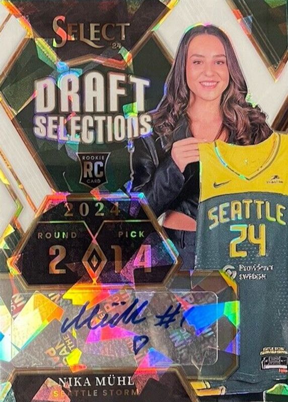 Nika Muhl 2024 Select WNBA #DSS-NM Draft Selections Signatures - White Ice /25 Rookie PSA 10