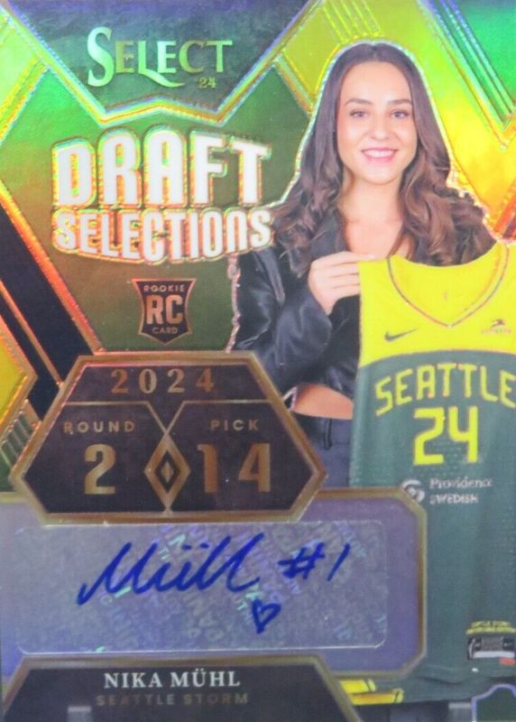 Nika Muhl 2024 Select WNBA #DSS-NM Draft Selections Signatures - Black Gold /5 Rookie RAW