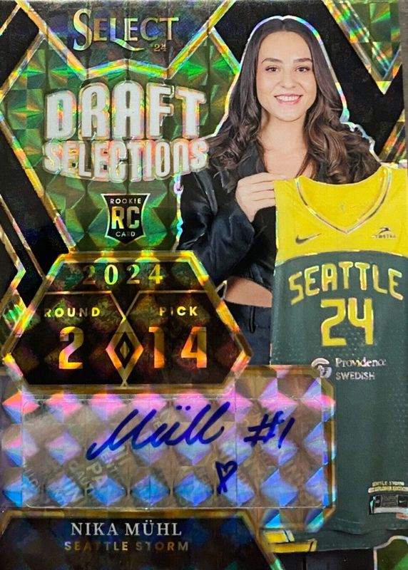 Nika Muhl 2024 Select WNBA #DSS-NM Draft Selections Signatures - Black Finite /1 Rookie RAW