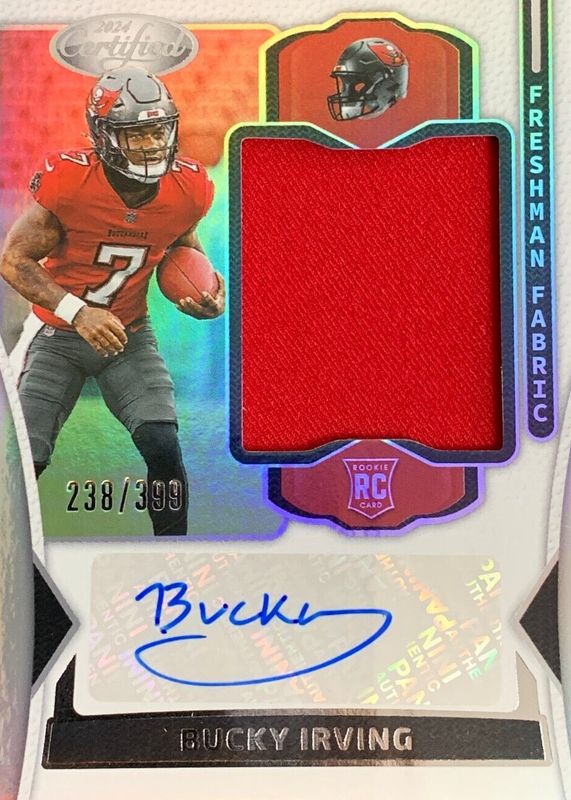 Bucky Irving 2024 Certified #FMS-BIG Freshman Fabric Signatures - Mirror (/399) Rookie RAW