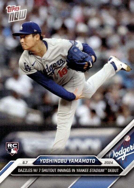 Yoshinobu Yamamoto 2024 Topps Now #270 Base (Print Run: 3,403) Rookie SGC 10