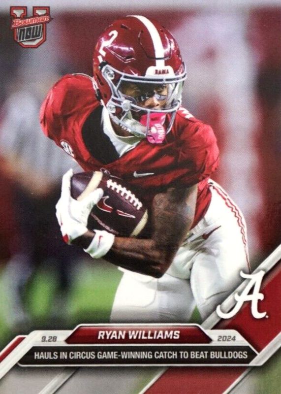 Ryan Williams 2024 Bowman U Now #19 Base (Print Run: 10,101) RAW