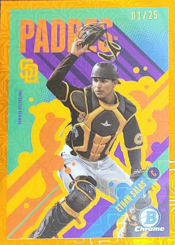 Ethan Salas 2024 Bowman Chrome Mega Box #BA-8 Bowman Ascensions - Orange Mojo Refractor /25 RAW