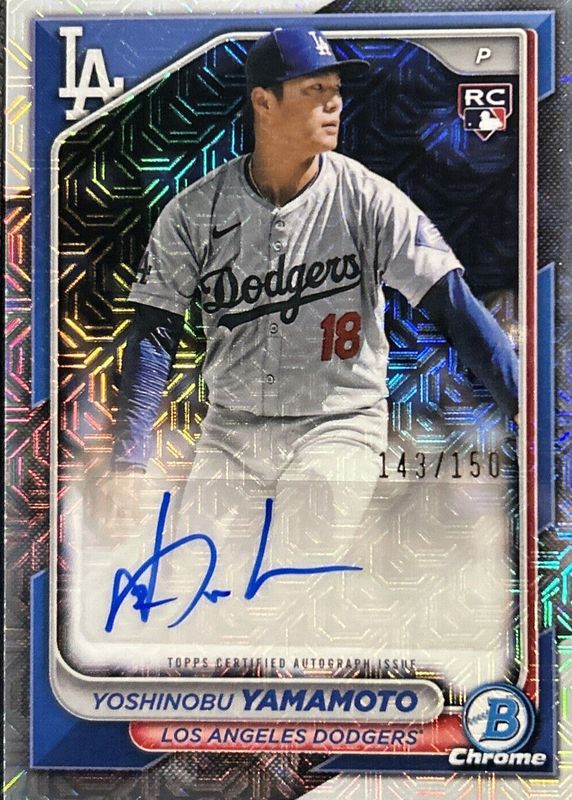 Yoshinobu Yamamoto 2024 Bowman Chrome Mega Box #CRA-YY Rookie Auto /150 RAW