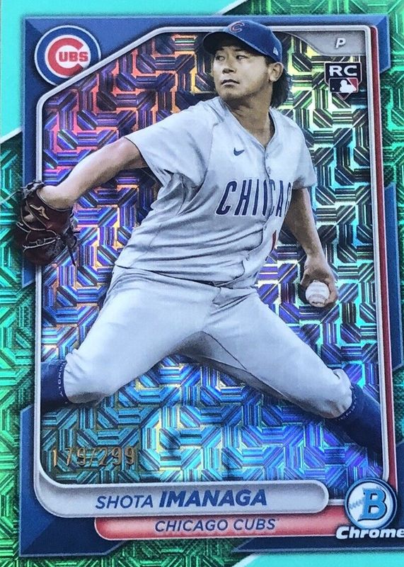 Shota Imanaga 2024 Bowman Chrome Mega Box #41 Aqua Mojo Refractor /299 Rookie PSA 10