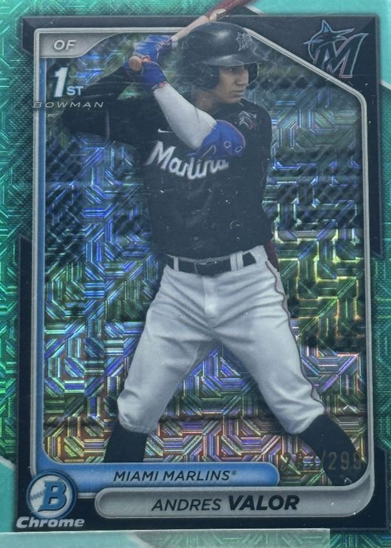 Andres Valor 2024 Bowman Chrome Mega Box #BCP-196 Prospects - Aqua Mojo Refractor /299 (1st) PSA 10