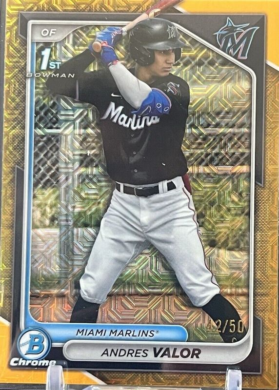 Andres Valor 2024 Bowman Chrome Mega Box #BCP-196 Prospects - Gold Mojo Refractor /50 (1st) PSA 10