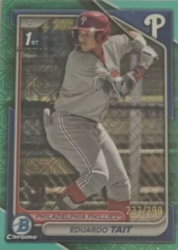 Eduardo Tait 2024 Bowman Chrome Mega Box #BCP-164 Prospects - Aqua Mojo Refractor /299 (1st) PSA 10