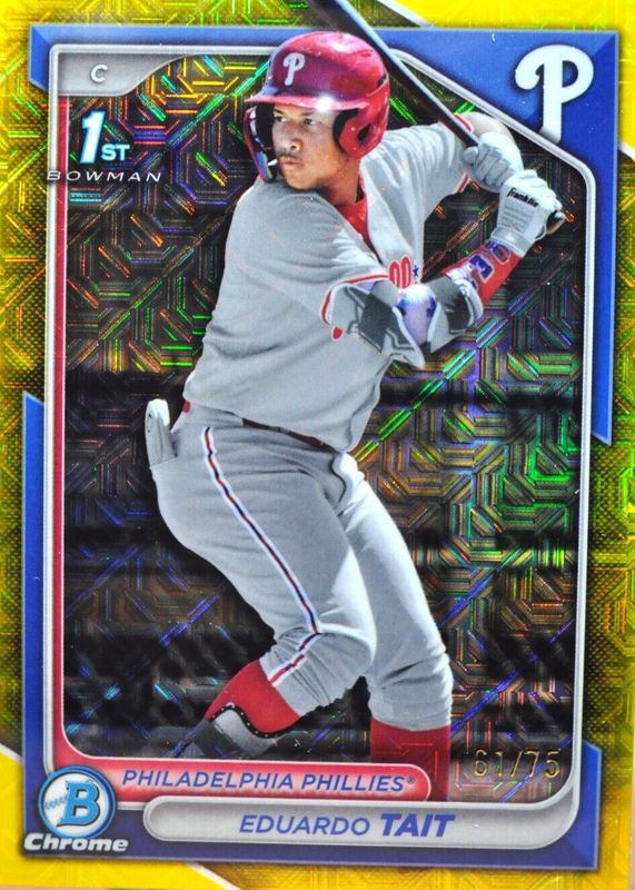 Eduardo Tait 2024 Bowman Chrome Mega Box #BCP-164 Prospects - Yellow Mojo Refractor /75 (1st) RAW