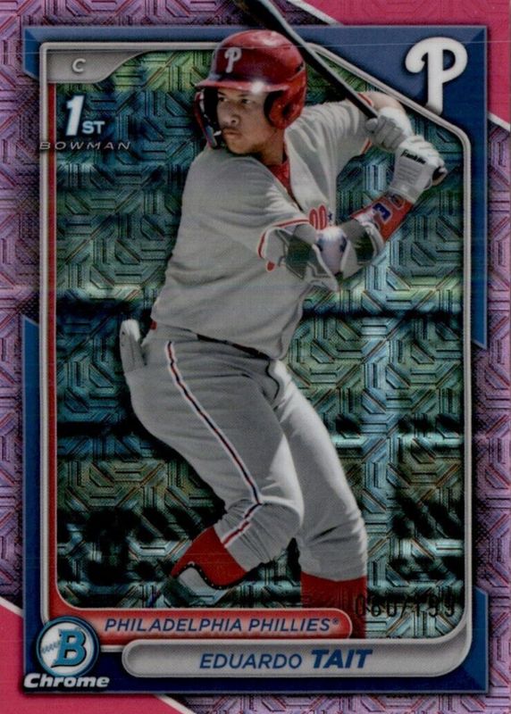 Eduardo Tait 2024 Bowman Chrome Mega Box #BCP-164 Prospects - Pink Mojo Refractor /199 (1st) PSA 10