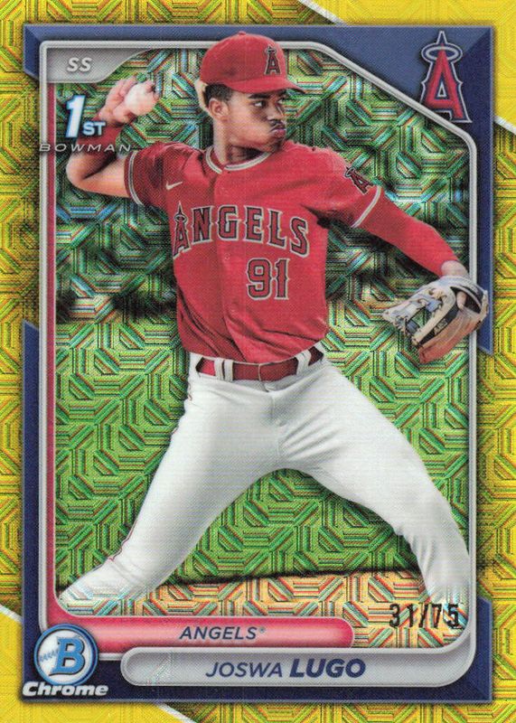 Joswa Lugo 2024 Bowman Chrome Mega Box #BCP-237 Prospects - Yellow Mojo Refractor /75 (1st) PSA 10