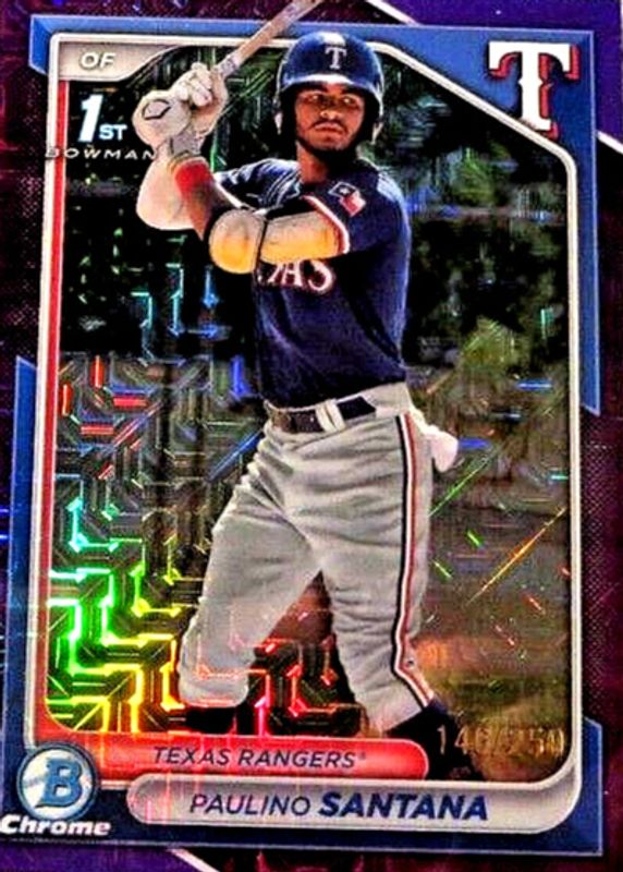 Paulino Santana 2024 Bowman Chrome Mega Box #BCP-245 Prospects - Purple Mojo Refractor /250 (1st) PSA 10