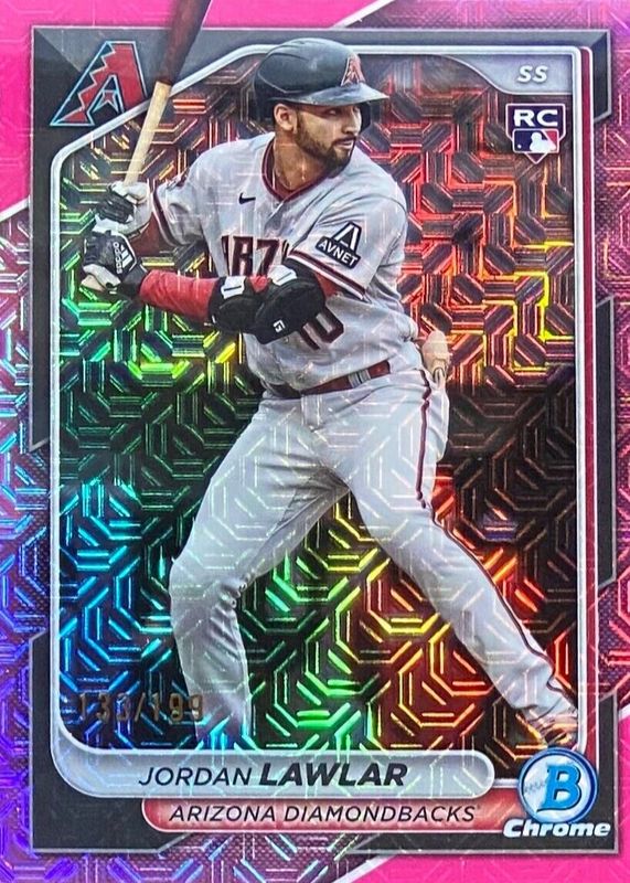 Jordan Lawlar 2024 Bowman Chrome Mega Box #55 Pink Mojo Refractor /199 Rookie PSA 10