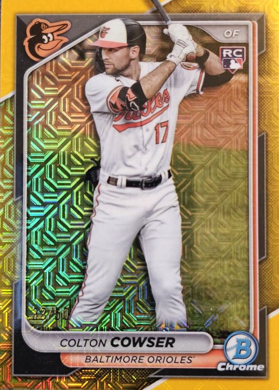 Colton Cowser 2024 Bowman Chrome Mega Box #33 Gold Mojo Refractor /50 Rookie PSA 10