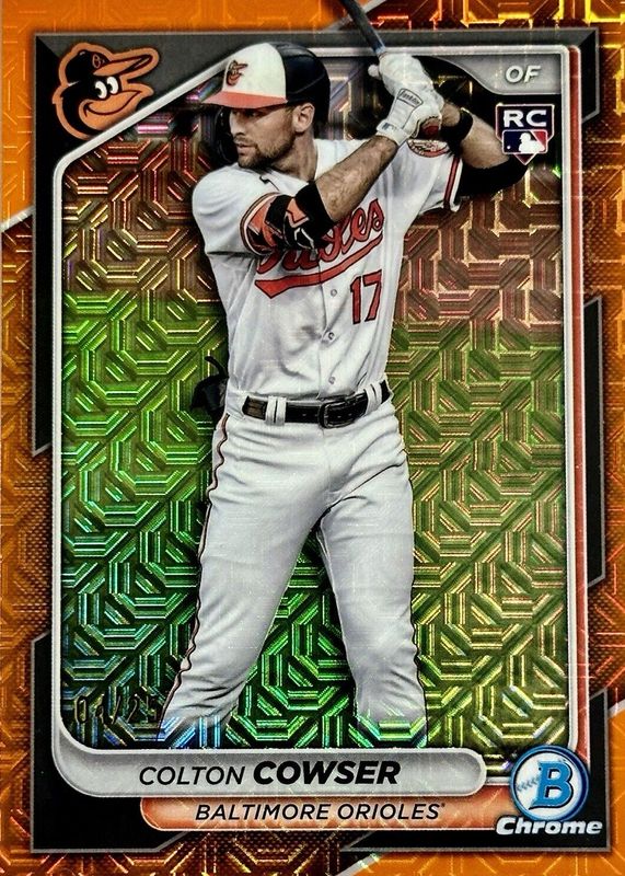 Colton Cowser 2024 Bowman Chrome Mega Box #33 Orange Mojo Refractor /25 Rookie RAW