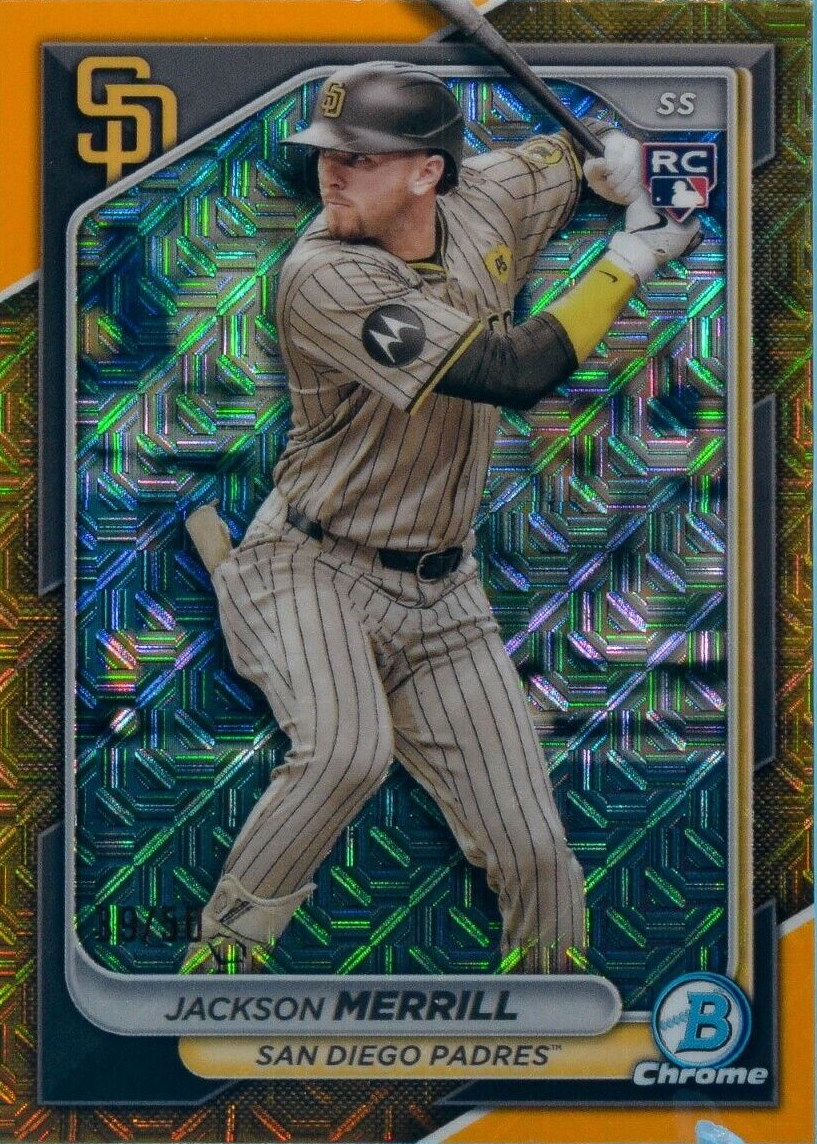 幻の未発売KEYSTONEメロウ Jackson Merrill 2024 Bowman Chrome Mega Box #27 Gold Mojo