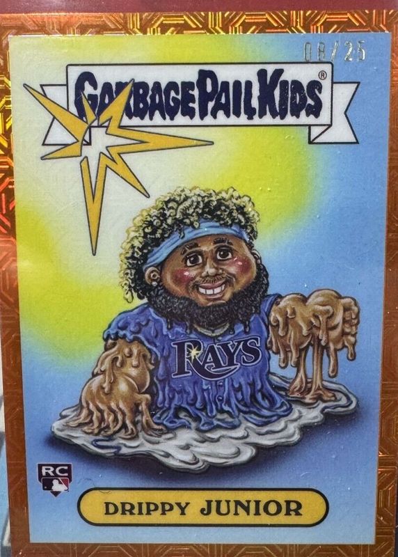 Junior Caminero 2024 Bowman Chrome Mega Box #BGP-16 Bowman Garbage Pail Kids - Orange Mojo Refractor /25 Rookie PSA 10