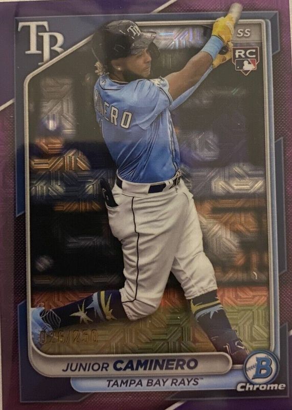 Junior Caminero 2024 Bowman Chrome Mega Box #56 Purple Mojo Refractor /250 Rookie PSA 10