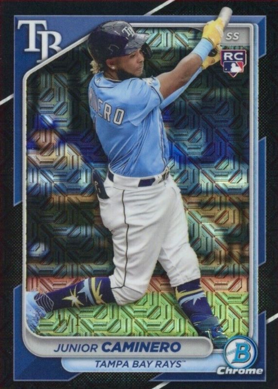 Junior Caminero 2024 Bowman Chrome Mega Box #56 Black Mojo Refractor /1 Rookie PSA 10