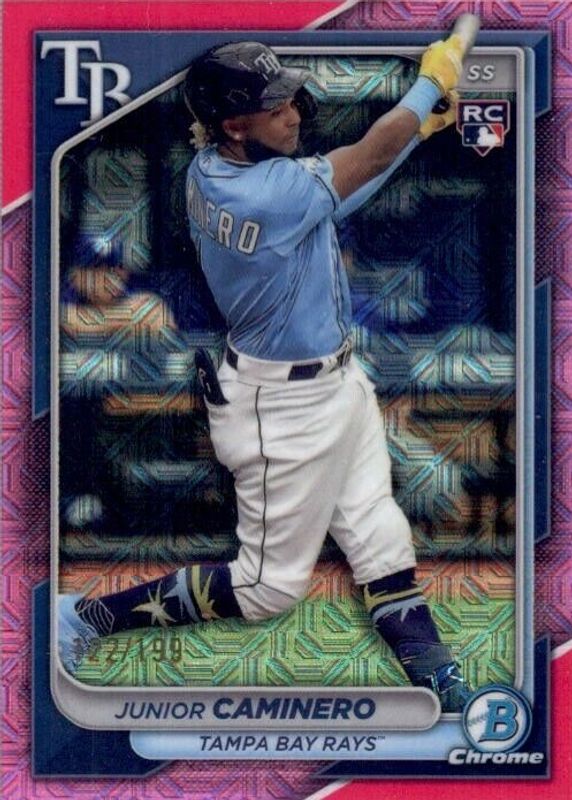 Junior Caminero 2024 Bowman Chrome Mega Box #56 Pink Mojo Refractor /199 Rookie PSA 9