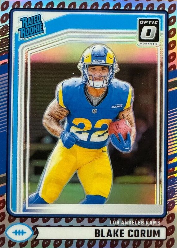 Blake Corum 2024 Donruss #322 Optic Preview - Football Emoji /(SSP) Rookie PSA 10