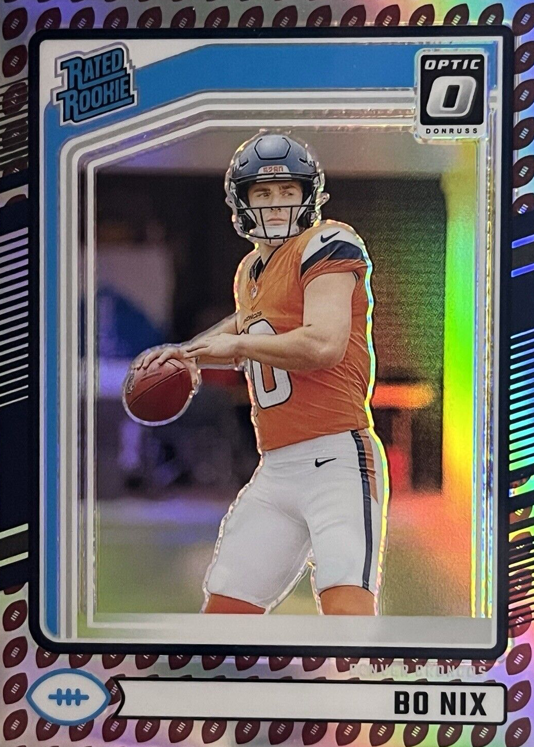Bo Nix 2024 Donruss #369 Optic Preview - Football Emoji
