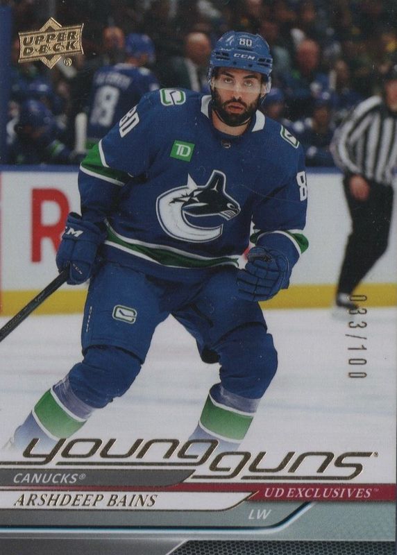 Arshdeep Bains 2024 Upper Deck #231 Young Guns - UD Exclusives /100 Rookie PSA 10