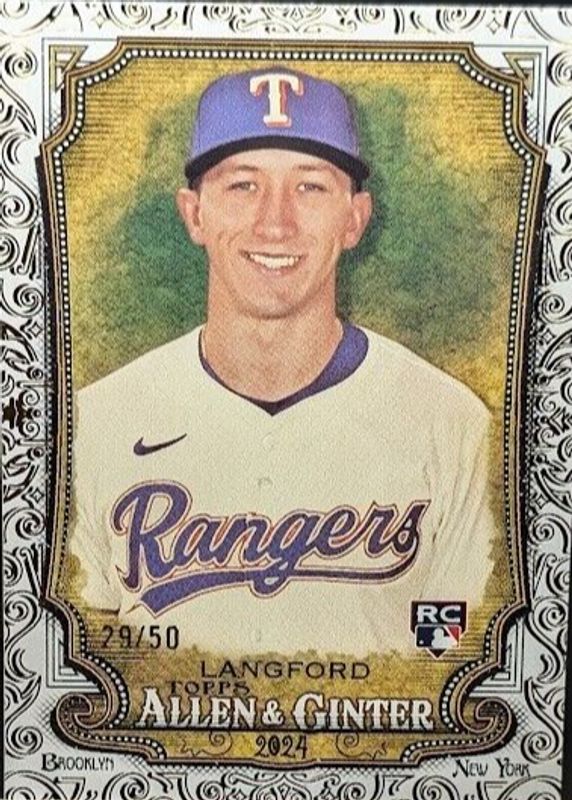 Wyatt Langford 2024 Topps Allen & Ginter #278 Gold Foil Filagree /50 Rookie RAW