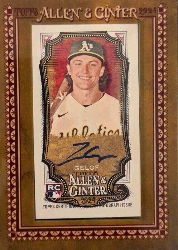 Zack Gelof 2024 Topps Allen & Ginter #MA-ZG Framed Mini Auto Rookie PSA 10