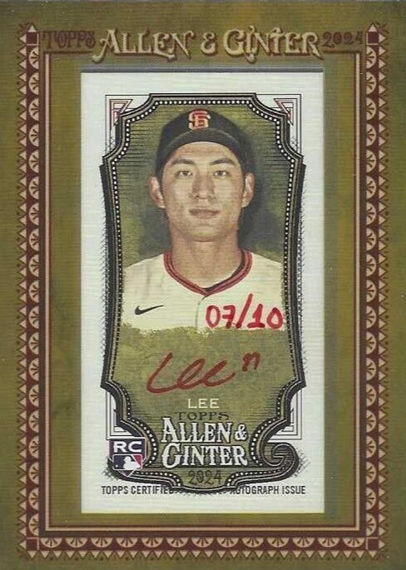 Jung Hoo Lee 2024 Topps Allen & Ginter #MA-JHL Framed Mini Auto - Red Ink /10 Rookie RAW