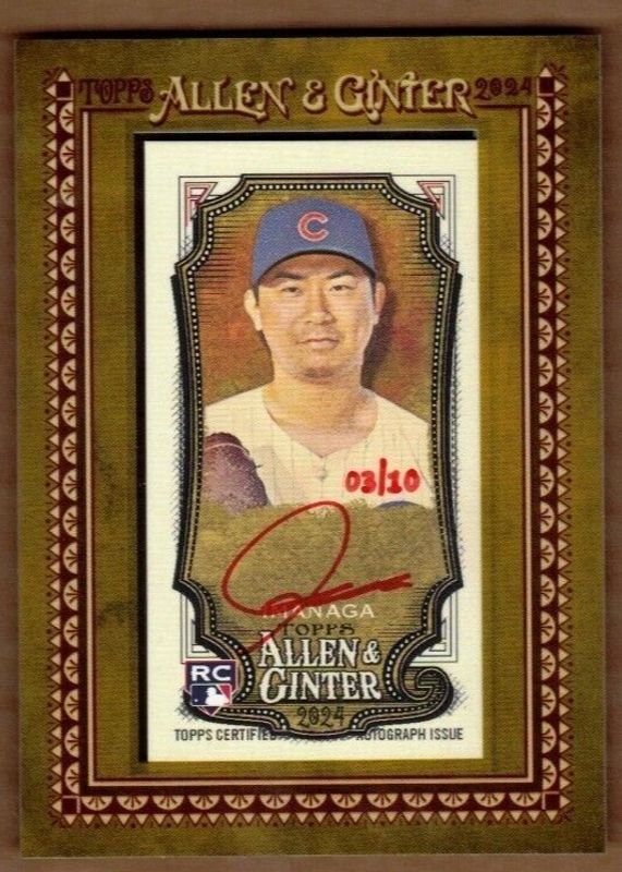 Shota Imanaga 2024 Topps Allen & Ginter #MA-SI Framed Mini Auto - Red Ink /10 Rookie RAW