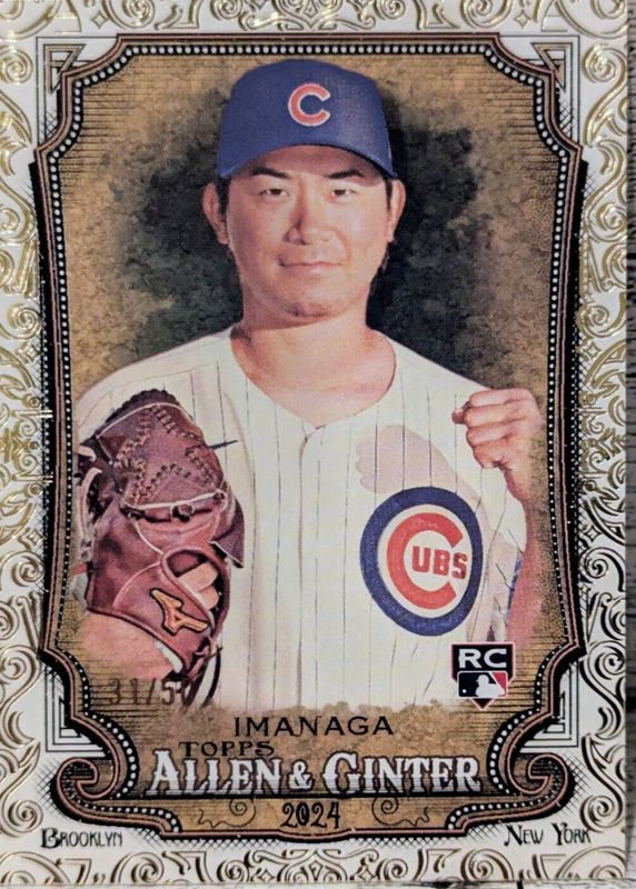 Shota Imanaga 2024 Topps Allen & Ginter #181 Gold Foil Filagree /50 Rookie PSA 10