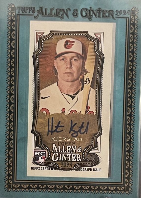Heston Kjerstad 2024 Topps Allen & Ginter #MA-HK Framed Mini Auto - Blue Frame /50 Rookie RAW