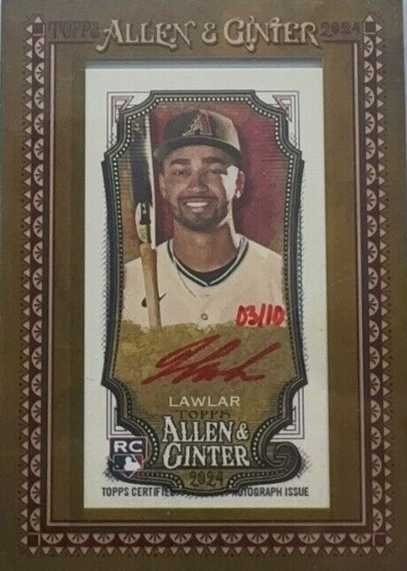 Jordan Lawlar 2024 Topps Allen & Ginter #MA-JL Framed Mini Auto - Red Ink /10 Rookie RAW