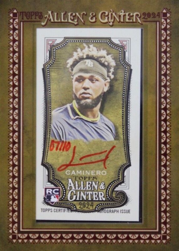 Junior Caminero 2024 Topps Allen & Ginter #MA-JC Framed Mini Auto - Red Ink /10 Rookie RAW