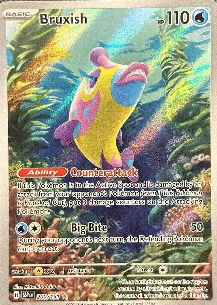 bruxish pokemon card value Bruxish 2024 Scarlet & Violet: Surging Sparks #200/191 Illustration Rare  Price Guide