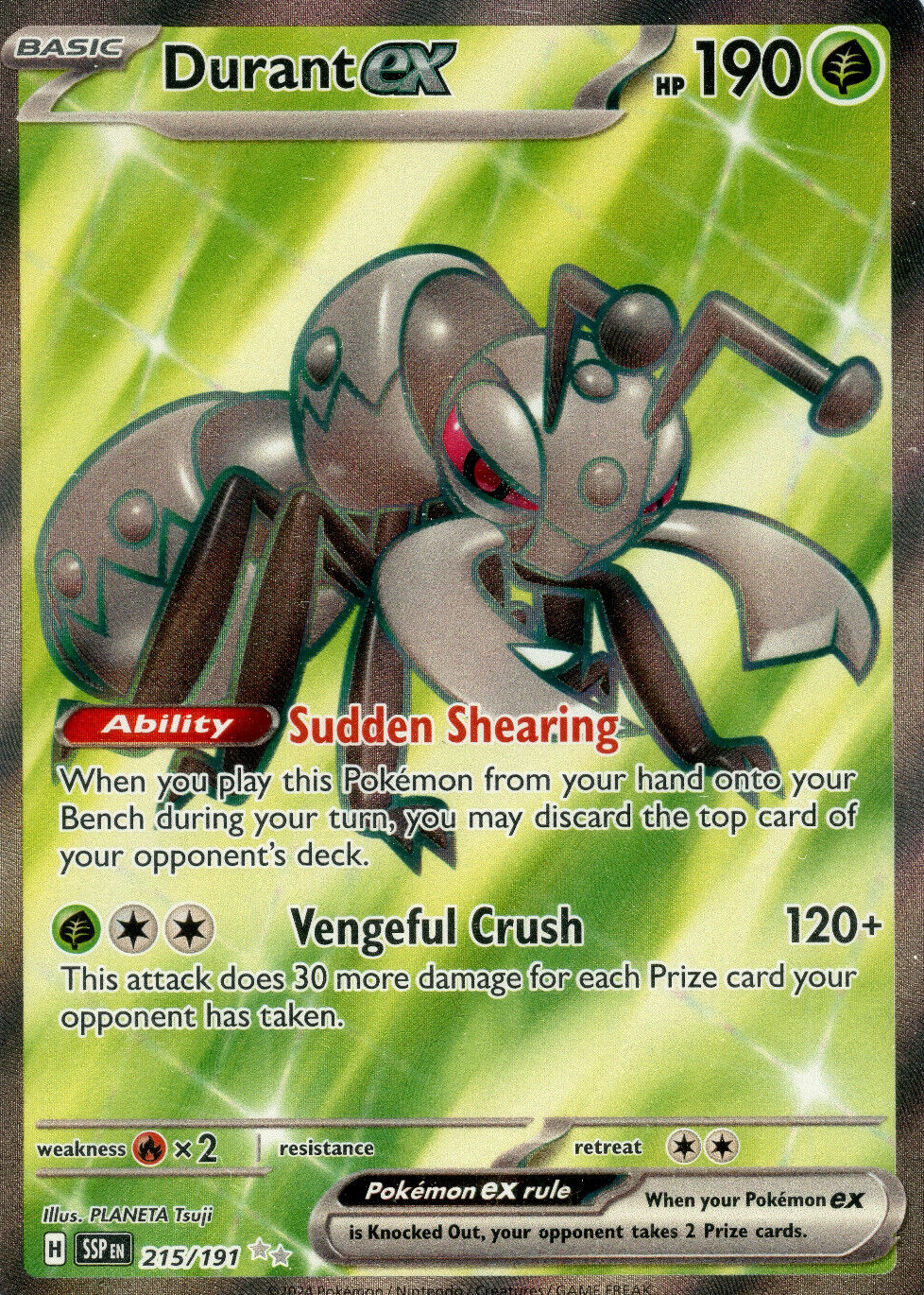 pokemon card durant Durant ex Pokemon Surging Sparks Special Illustration Rare #236 PSA 9 main image 0